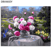 DRAWJOY-pintura al óleo por números para decoración del hogar, lienzo Digital de flores, arte de pared para sala de estar 2024 - compra barato