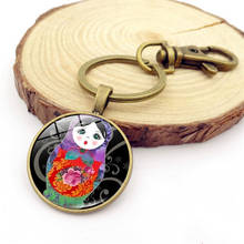 WG 1pc Matryoshka Keychain Keyrings Cabochon  Time Gem&stone keychain For Women Bag Pendant Jewelry Trinket Men's Car Key Ring 2024 - buy cheap