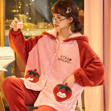 Women Sleepwear Winter Pajamas Flannel Pyjamas Coral Velvet Home Wear Cartoon Hooded Nightgown Plus Size XXL Fashion Nighty 2024 - buy cheap