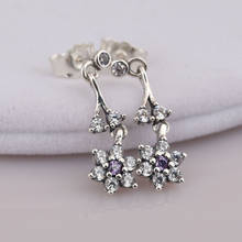 S925 Earring For Women Forget Me Not Drop Earrings Purple & Clear CZ Wedding Gift fit Lady Jewelry 2024 - buy cheap