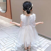 Korean Girls Butterfly Dress for Kids Lovely Dots Mesh Gauze Princess Party Gown Summer Clothing for Children 2024 - buy cheap