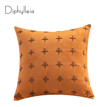 Diphylleia Handmade Coshion Cover Woolen Leather Embroidered Retro Pillow Living Room Sofa Nordic style Pillow Case Orange Gray 2024 - buy cheap