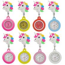 Beautiful White Rainbow Girls Cartoon Unicorn Silicone Pocket Watches For Nurse Doctor Hospital Medical Women Ladies Gifts 2024 - buy cheap