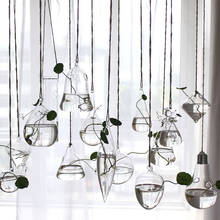 Vaso de suspensão de flores, recipiente de terrário de planta de vidro, decoração de jardim para casa e casamento 2024 - compre barato