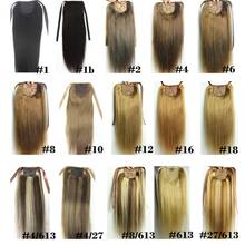 ZZHAIR 100g 16"-28" Machine Made Remy Ribbon Ponytail Clips-in Human Hair Extensions Horsetail Natural Straight 2024 - buy cheap