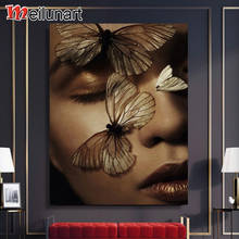 African woman insect moth diy diamond painting 5d full square round drill diamond embroidery rhinestone needlework kits AS0243 2024 - buy cheap