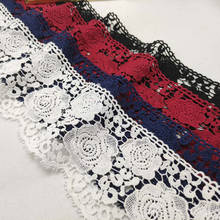 15Yards Embroidered Lace Trim Ribbon Rose Flowers Dark Red Black White Beige Fabric For Sewing Bridal Wedding Dress Crafts 10cm 2024 - buy cheap
