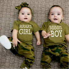 pudcoco Summer Toddler Newborn Baby Boy Girl Camo Outfits Short Sleeve Letter Printed Top T-shirt & Pants 2024 - buy cheap