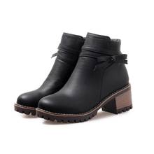 Big Size 9 10 11 12 boots women shoes ankle boots for women ladies boots shoes woman winter Solid color round head side zipper 2024 - buy cheap