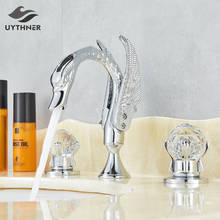 Newly Luxury Gold 3Pcs Bathroom Sink Faucet Basin Mixer Tap Swan Style Vessel Faucet 2 Handles Bath Faucet Basin Taps Water tap 2024 - buy cheap