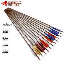 12pcs Linkboy Archery Carbon Arrow shaft  Wood Skin 32" SP500 5'' Turkey Feather Compound Traditional Bow Hunting shooting 2024 - buy cheap