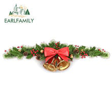 Earlfamily 13cm x 4cm natal e férias guirlanda com sinos janela decoração da parede decalques de vinil adesivos de carro à prova dwaterproof água 2024 - compre barato