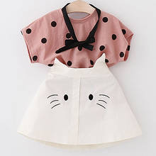 Conjunto de ropa de verano para niña, Top de manga corta con estampado de leopardo + falda de pastel de leopardo, conjuntos para niña pequeña 2024 - compra barato