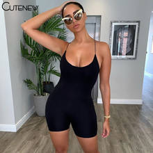 Cutenew Solid Color Skinny Sleeveless Women Sling Rompers 2021 Bar Club Bodycon Bodysuit Streetwear Sexy Jumpsuits Lady Clothing 2024 - buy cheap