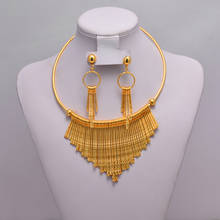 Wando conjunto de joias de ouro feminino, conjunto de joias estilo africano com corrente grande e colar com pingente, brincos dubai africano 2024 - compre barato