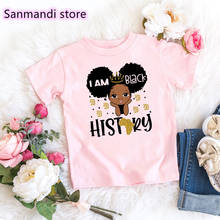 I Am Black History Graphic Print Tshirt Girls/Boys Kids Clothes Melanin Poppin Princess Crown T Shirt Children Clothes 2024 - buy cheap
