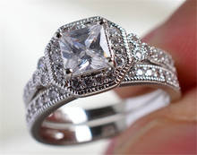 I & FDLK  Fashion Women's Princess Cut White Rhinestone Filled Ring Set Ring For Bridal Wedding Engagement Jewelry Size 5-12 2024 - buy cheap