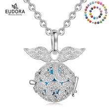 EUDORA 14mm  pregnancy bola necklace angel wing crystal box locket Pendant Necklace Baby Pregnancy Jewelry for women Gift K404 2024 - buy cheap