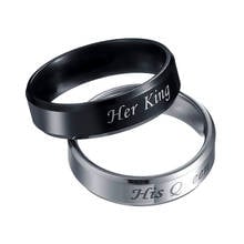 Um par de alianças de casal e rei sua rainha, 2 cores, pulseira de anéis para mulheres, homens, presentes de joalheria de festa 2024 - compre barato
