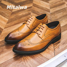 Misalwa amarelo formal sapatos masculinos oxford brogue completo vestido sapatos de casamento britânico terno sapatos escritório nomeação sapatos de reunião 2024 - compre barato