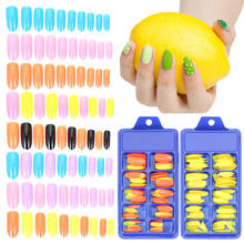 Acessórios para manicure e extensão de unhas falsas, pontas de unhas longas e soltas em acrílico, imitação de cores de doces, 100 2024 - compre barato