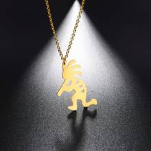 My shape African Masks Tribal Stainless Steel Necklace Kokopelli Silvery Gold Color Black Necklaces Women Pendant Jewelry Gift 2024 - buy cheap