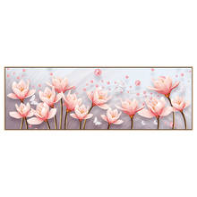 Costura de 120x45cm, punto de cruz de flor de Magnolia DIY para sala de estar, juegos para Kit de bordado, hilo de seda de punto de cruz completo 2024 - compra barato