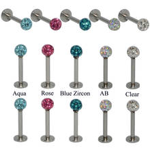 1Pc Titanium G23&Surgical Steel Lip Ring with Epoxy Crystal Ferido Ball CZ Stone Labret Ear Tragus Cartilage Earring Piercing 2024 - buy cheap