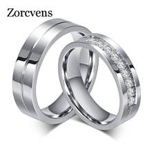 ZORCVNES 2019 nueva moda 316l Acero inoxidable CZ piedra Anillos de Compromiso de boda para mujer 2024 - compra barato