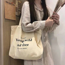 Korea Ulzzang casual female canvas bag letter female bag shopping bag ins chic fashion Harajuku large capacity new shoulder bags 2024 - buy cheap