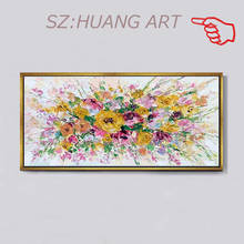 Cuchillo pintado a mano sin marco, pintura al óleo de flores rosas sobre lienzo, paleta grande, pinturas 5D para sala de estar, arte abstracto moderno 2024 - compra barato