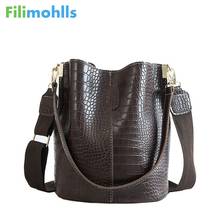 Vintage Casual Bucket Bags for Women Shoulder Bag Alligator pattern Quality Pu Leather Messenger Bag  Tote Popular Style S2002 2024 - buy cheap