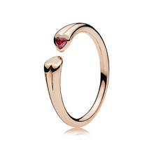 Anillo S925 con forma de corazón para mujer, sortija de dos corazones, rosa y roja, CZ, joyería para mujer 2024 - compra barato