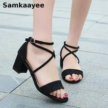 Size 34-40 Womens Sandals Summer Female 5.5cm High Heels Platform Peep Toe Shoes Flock Buckle Strap pumps Ladies Sexy Zapatos 31 2024 - buy cheap