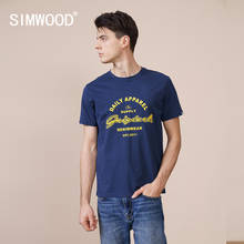 SIMWOOD 2022 Summer New Letter Print T-shirt Men 100% Cotton Fashion Comfortable Plus Size Brand Clothing Tops SK120142 2024 - buy cheap