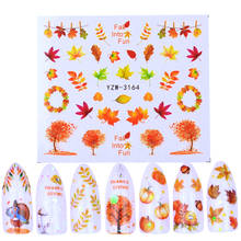 1pcs Autumn Nail Art Sets Maple Leaf Turkey Sticker Nail Decals Gold Water Sliders for Manicure Yellow DIY Designs 2024 - buy cheap