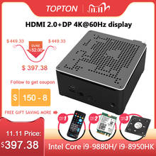 Topton-mini pc core i9 10880h, i7 10750h, videogame 2 * ddr4 m.2 nvme windows 10, linux, computador 4k htpc, hdmi, dp, wi-fi 2024 - compre barato