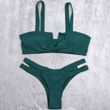 ZTVitality Bow Green Bikinis Push Up Bikini 2020 New Arrival Hollow Out Underwire Low Waist Swimsuit Sexy Swimwear Women Biquini 2024 - buy cheap