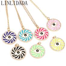 10Pcs Popular Design Enamel Colorful Eye Pendant, CZ Micro Pave Oil Drop Round pendant necklace ,Enamel pendant,Enamel Jewelry 2024 - buy cheap