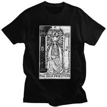 The High Priestess Tarot Card Major Arcana Fortune Telling Occult T-Shirt Men Pure Cotton T Shirt Short Sleeve Tee Shirt Merch 2024 - buy cheap