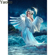 3d diamond painting cross stitch DIY Angel Moonlight Seascape,square drill full round diamond embroidery sale wall arts, 2024 - buy cheap