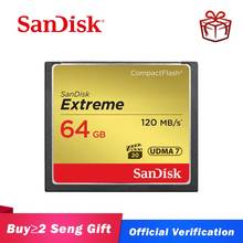 Карта памяти SanDisk Extreme, 16 ГБ, 32 ГБ, 64 ГБ, 128 ГБ, компактная флеш-карта, класс 10, 120 м/с, карта CF для 4K и Full HD видеокамер 2024 - купить недорого