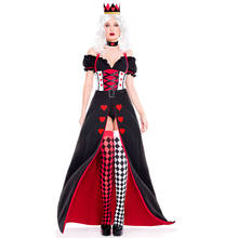 Disfraz Sexy de Alicia en el país de las maravillas para mujer, disfraz de reina de corazones, póker, Halloween 2024 - compra barato