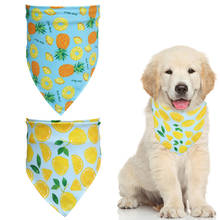 Cão bandana lenço lavável e reversível triangular babadores pet verão bonito fruta impressão para cães pequenos e grandes limão & abacaxi 2024 - compre barato