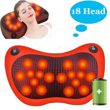 Almohada de masaje de cabeza para cuello y coche, masajeador Shiatsu Cervical, calefacción eléctrica, terapia infrarroja, masajeador de espalda, 18 cabezales 2024 - compra barato