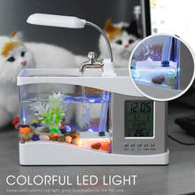 Aquarium LED Mini Fish Tank Light Penholder Student Table Lamp Desk Light Aquarium Light Clock Function LED Light LCD Display 2024 - buy cheap