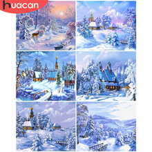 HUACAN Paint By Numbers Winter Hand Painted Painting Forest DIY Pictures By Number Landscape Kits Drawing On Canvas Home Decor 2024 - buy cheap