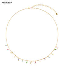 ANDYWEN 925 Sterling Silver Gold Multi Zicon Charms Chains Choker Necklace 2021 Rock Punk Pendant Beads Winter Fashion Jewelry 2024 - buy cheap