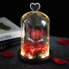 Неизменно Сохраненная свежая роза, прекрасный Мишка Тедди, светодиодный светильник в колбе, неувядающая Роза, подарок на день Святого Валентина, День матери 2024 - купить недорого