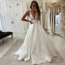 ANGELSBRIDEP Summer Beach Wedding Dresses 2022 Sexy Speghetti Straps Deep V-Neck Bride Dresses Sweep Train Vestidos De Noiva 2024 - buy cheap